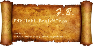 Füleki Boglárka névjegykártya